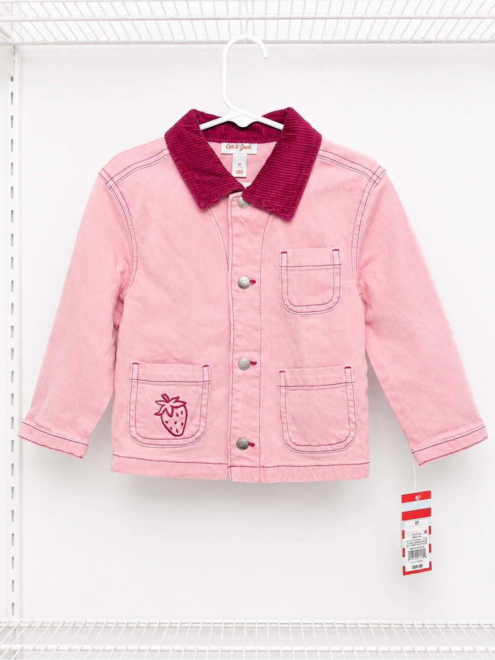 Cat & Jack Pink Jacket with Berry Corduroy Collar